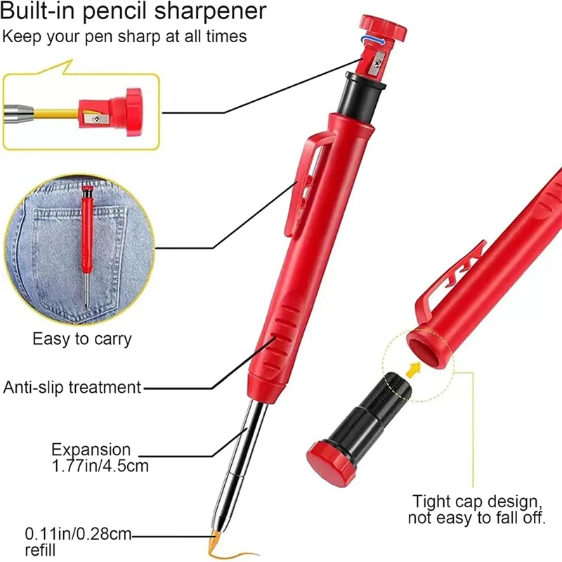 مجموعة أقلام النجارة الميكانيكية أدوات وضع علامات على الجدران مناسبة للنجارين وعمال البناء متينة وسهلة التركيب