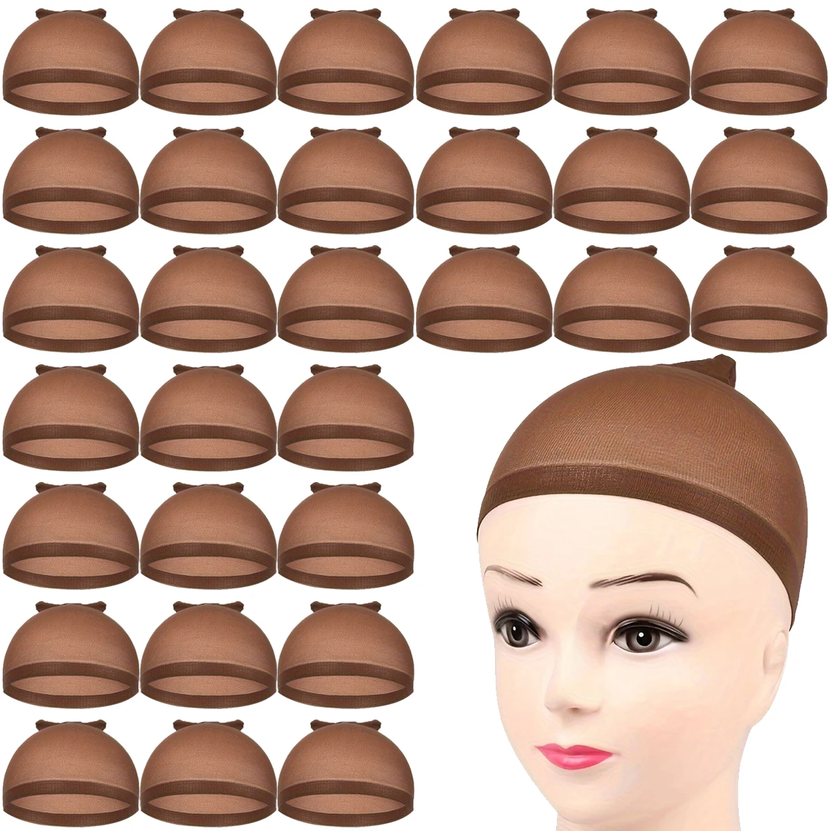 

30pcs nylon wig cap stockings elastic wig cap black, brown, light brown