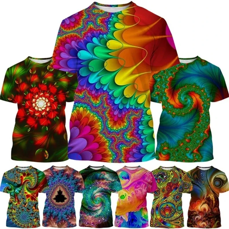 

New Fashion Vintage Colorful Abstract 3D Printing Men's Short Sleeve T-Shirt Hip Hop Vertigo Hypnotic Unisex Casual Tees T Shirt