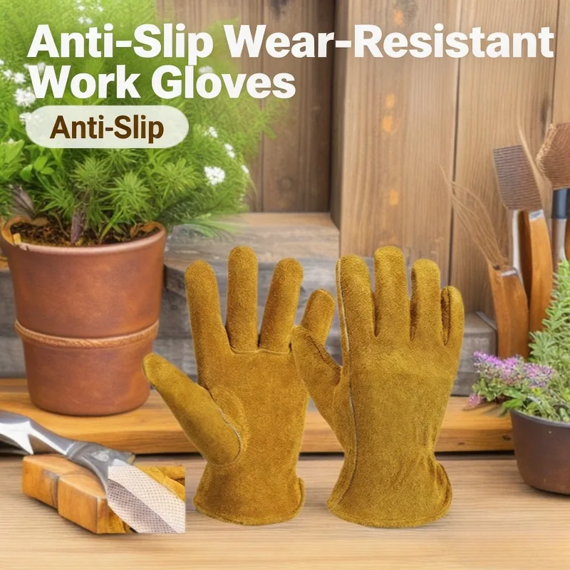 Work Gloves Cowhide Leather Men Working Welding  Garden Sports MOTO Driver Wear-resisting Construction Gloves
