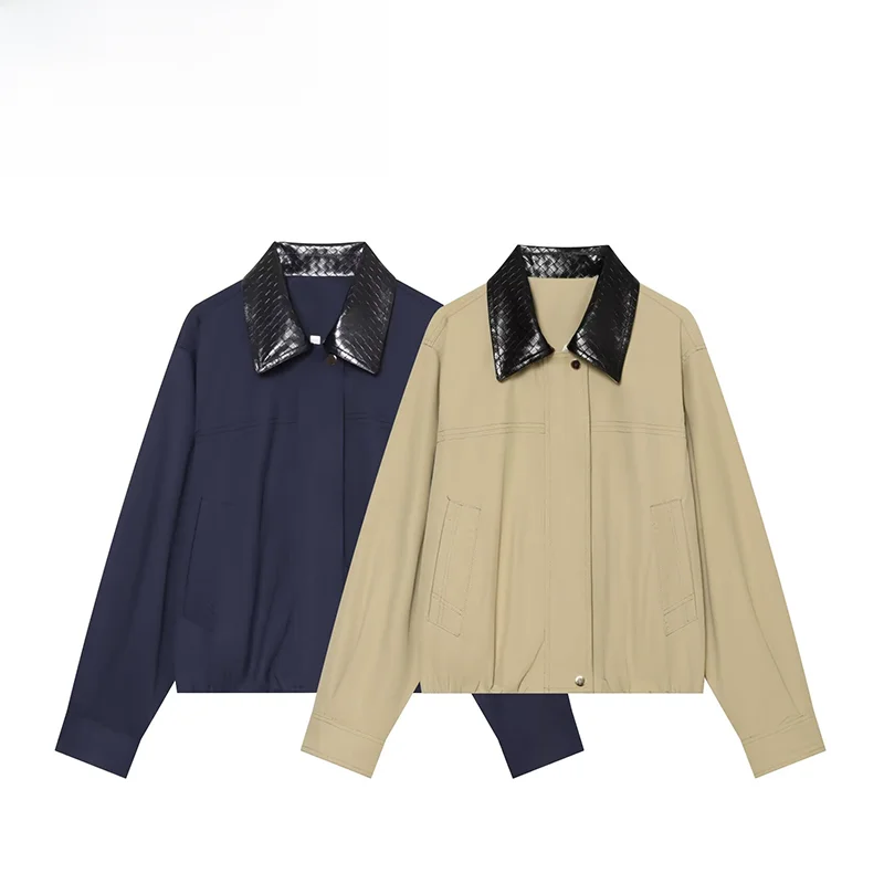 Fashionable Versatile ZR Women's Spring Summer Flight Jacket with Stand Collar And Flower Design Polyester Standard Fit Coat