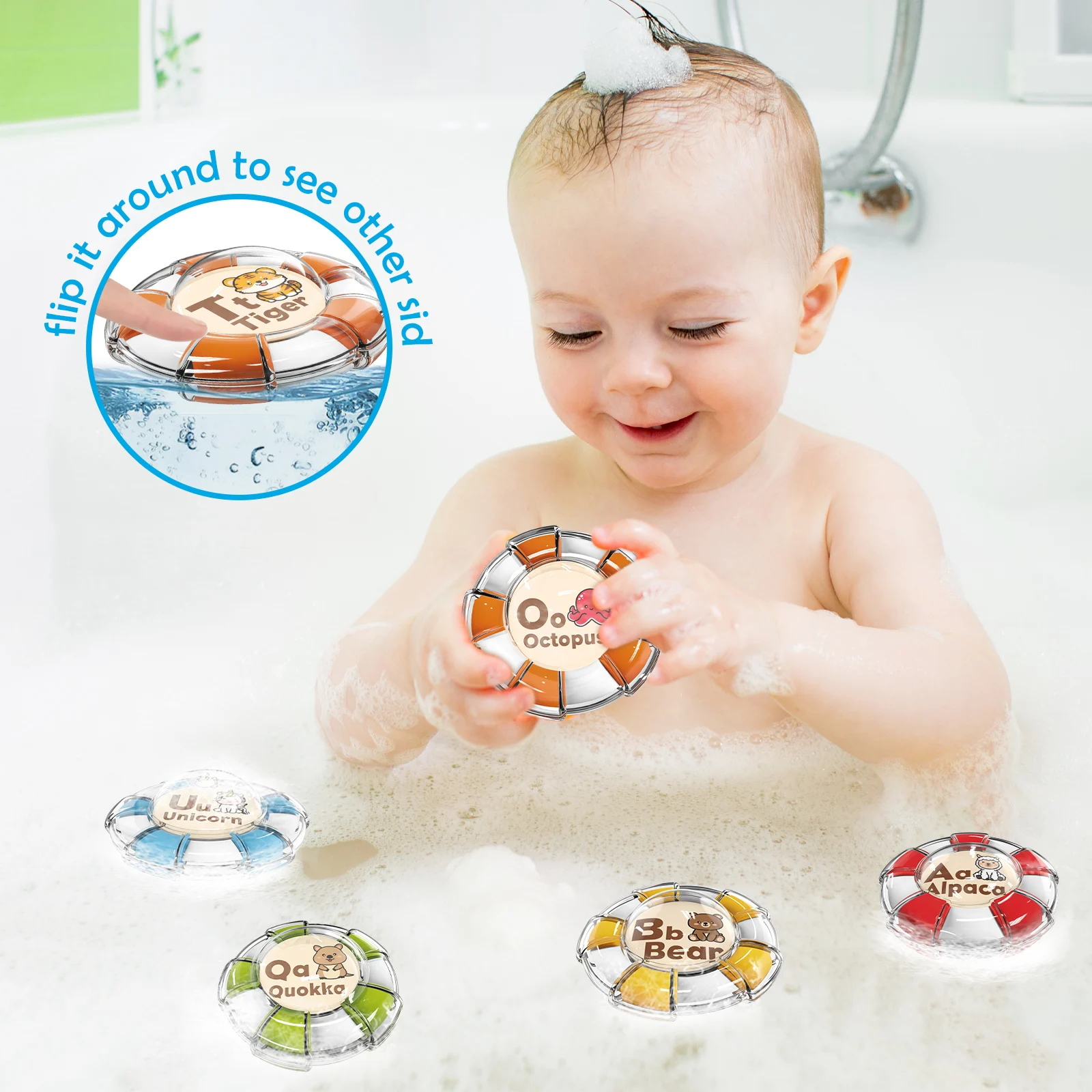 ألعاب حمام الأبجدية من عوامة النجاة على الوجهين، ألعاب العد لعبة تعلم الحروف الأبجدية للأطفال الصغار من الأولاد والبنات بعمر 18+ شهرًا لفرز الحروف #5