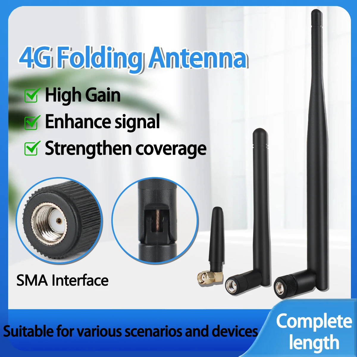 

Складная внешняя резиновая антенна 4G с полным диапазоном частот, высоким коэффициентом усиления и интерфейсом SMA для улучшения сигнала