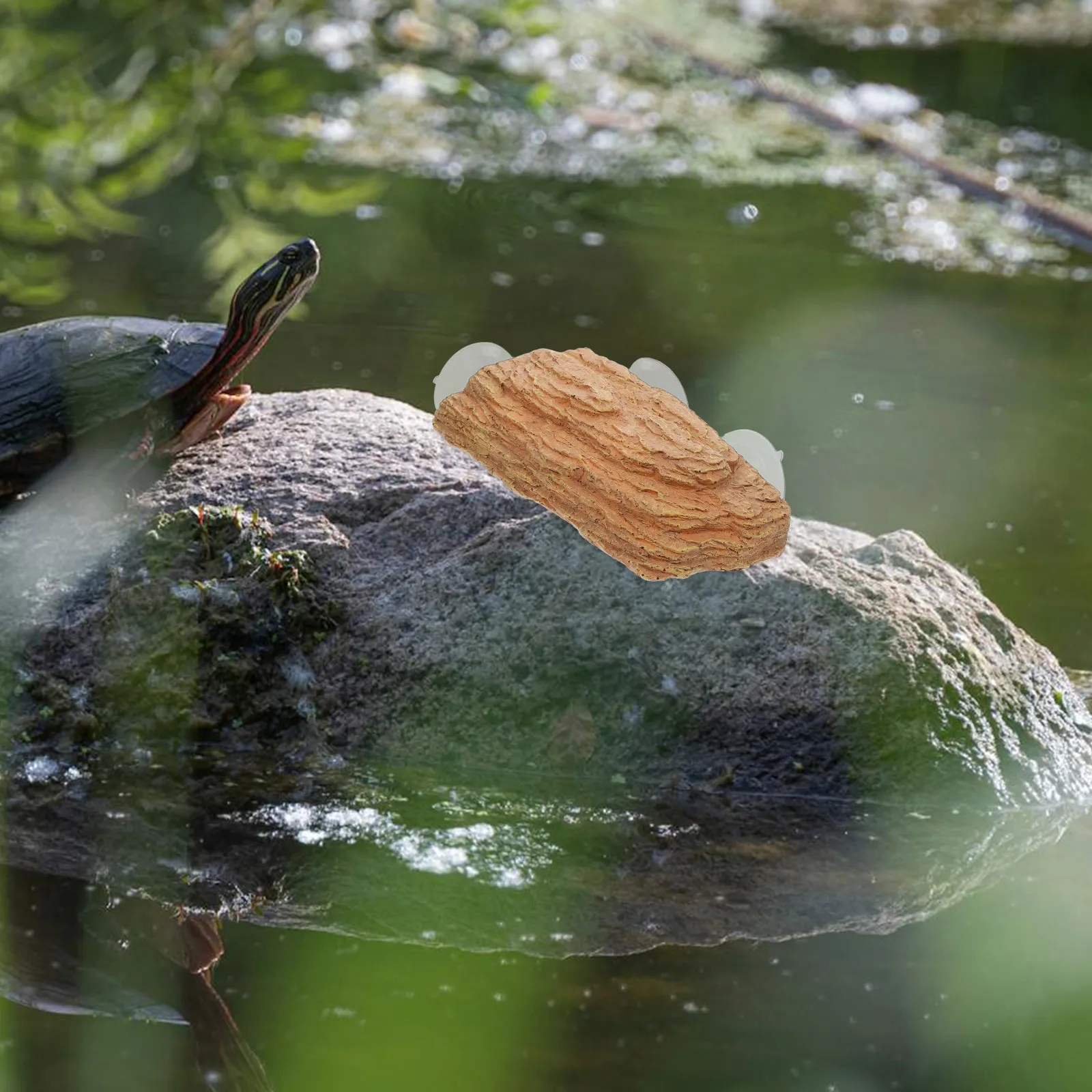 

Turtle Basking Platform Resin Strong Suction Cup Durable Smooth Surface Tortoise Tank Decor Reptile Sunbathing Spot