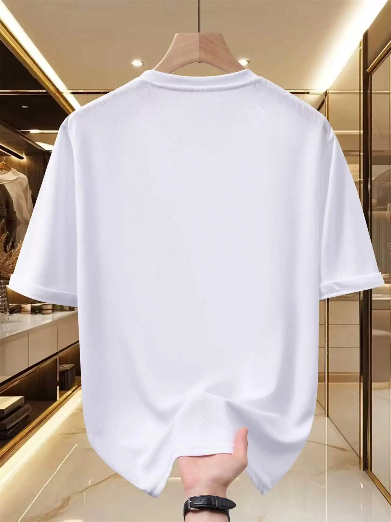 Firefighter Pride Letter M T-Shirt Fire Helmet & Hydrant Print Casual Loose Fit Short Sleeve Tee view 5