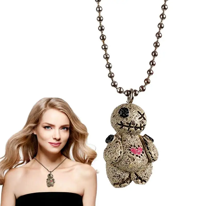 Fashion Cute Voodoo Doll Pendant Necklace Lovely Doll Keychain Jewelry Women Girls Doll Necklace Keychain Jewelry Accessory