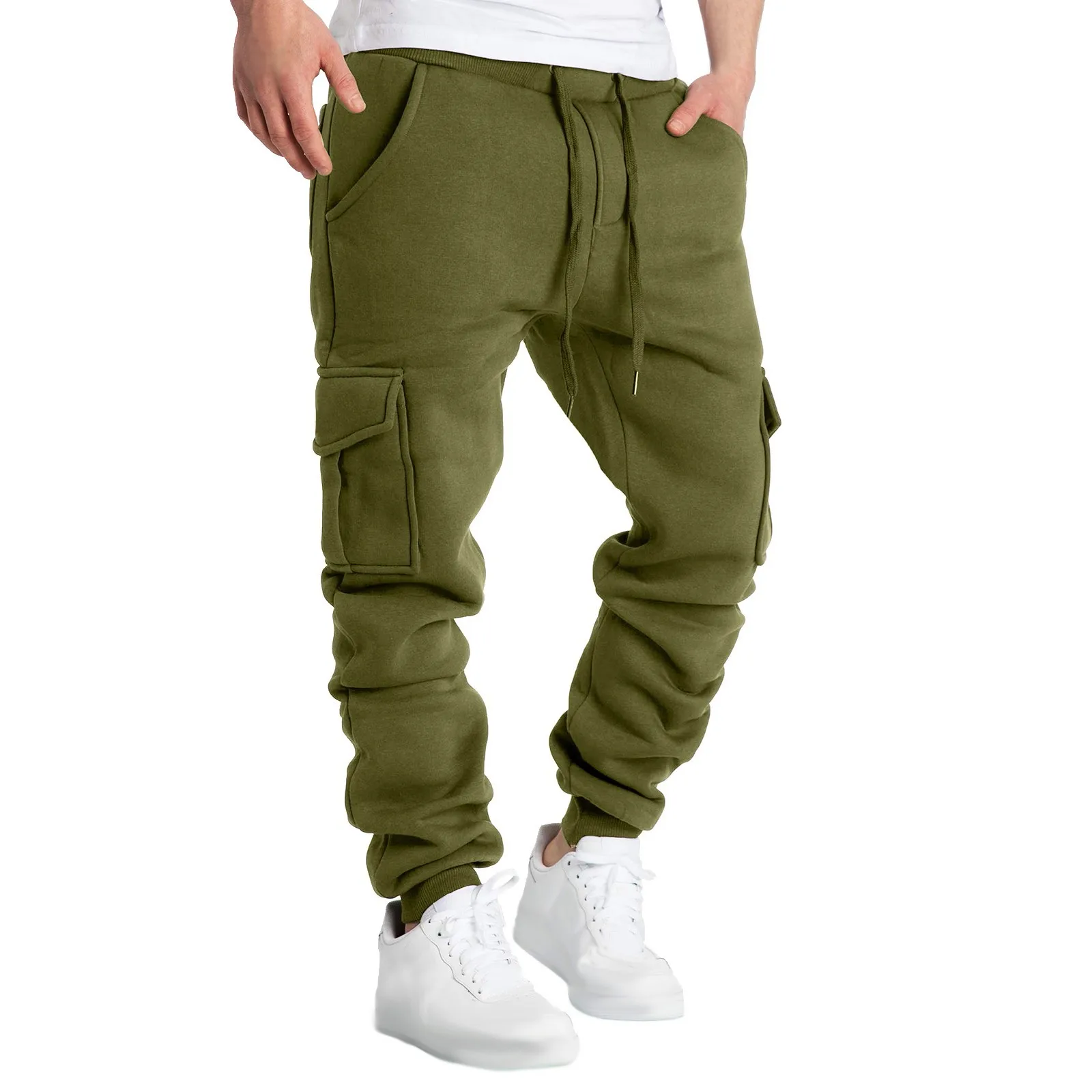 Men Cargo Pants Splicing Printed Overalls Casual Pocket Sport Work Casual Sweatpants Active Sports Trousers Drawstring Clothing