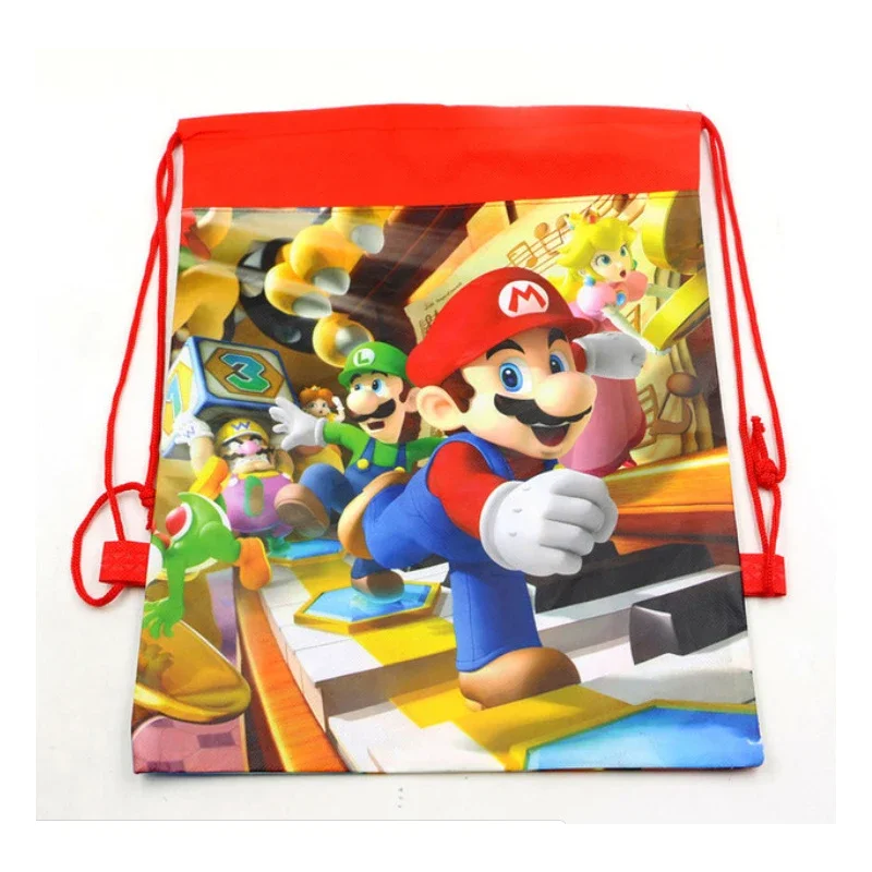 Super Mario Cute Cartoon Drawstring Bag Kids SchoolBags Anime Trendy Waterproof Backpack Waterproof Bookbag Student Backpack New