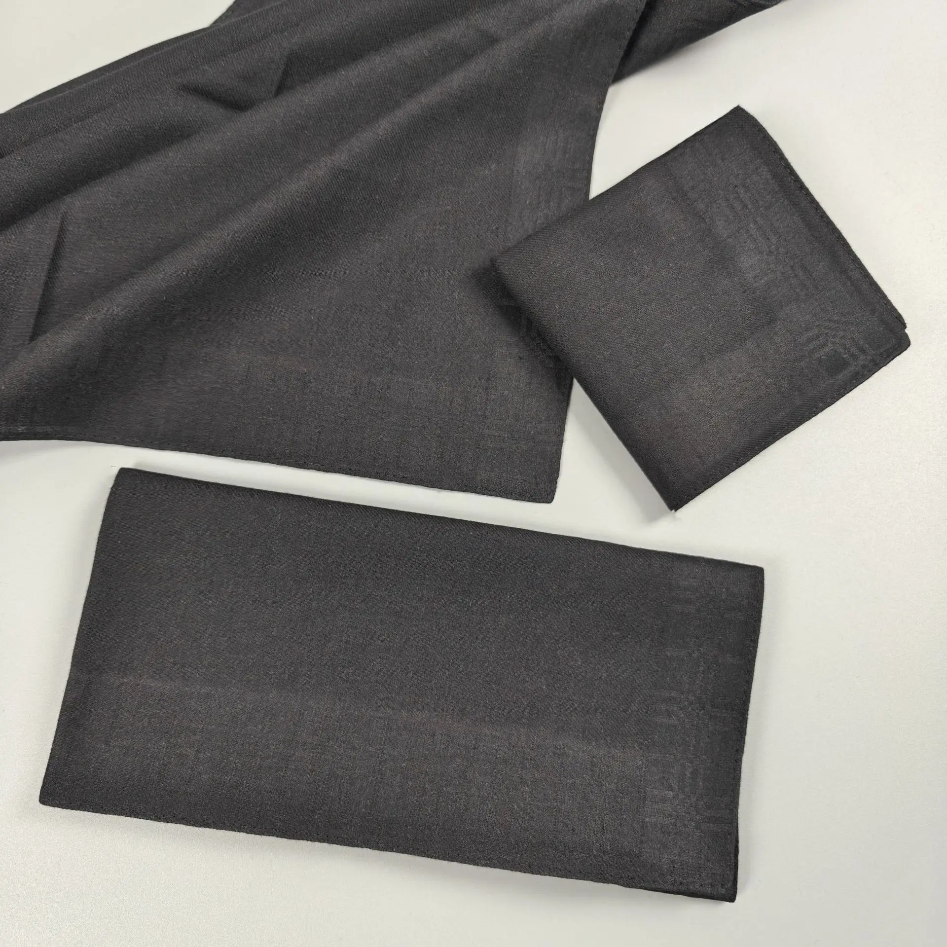 3-6 個コーマ綿ユニバーサルレトロジャカードハンカチ 43 センチメートル/16.9 インチ純粋な黒のウェディングパーティーギフトエレガントなデザイン葬儀サプリメント