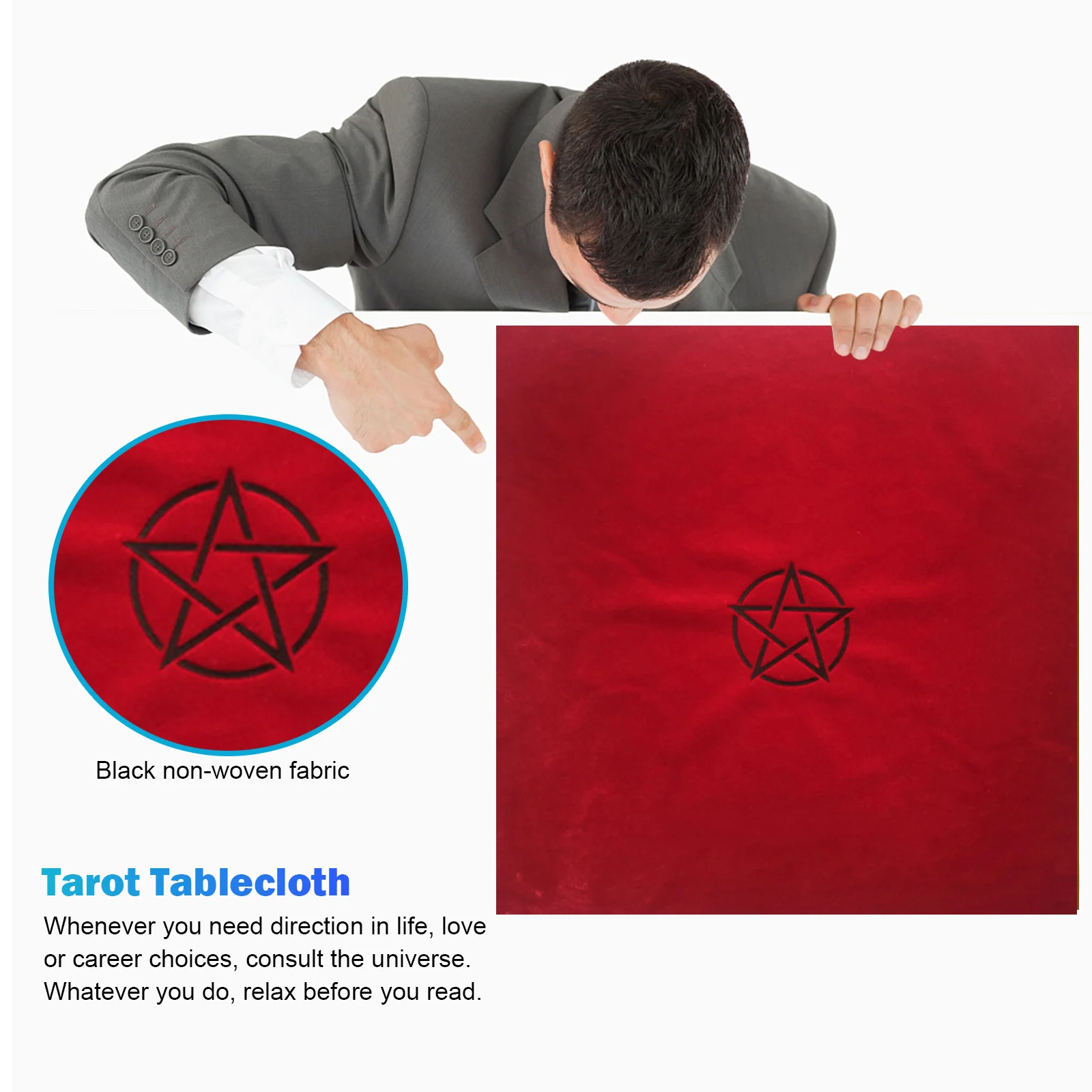 Pentagram Tarot Tablecloth with Bag Velvet Altar Tarots Card Cloth Divination Astrology Tarot Deck Board Game Entertainment Tool