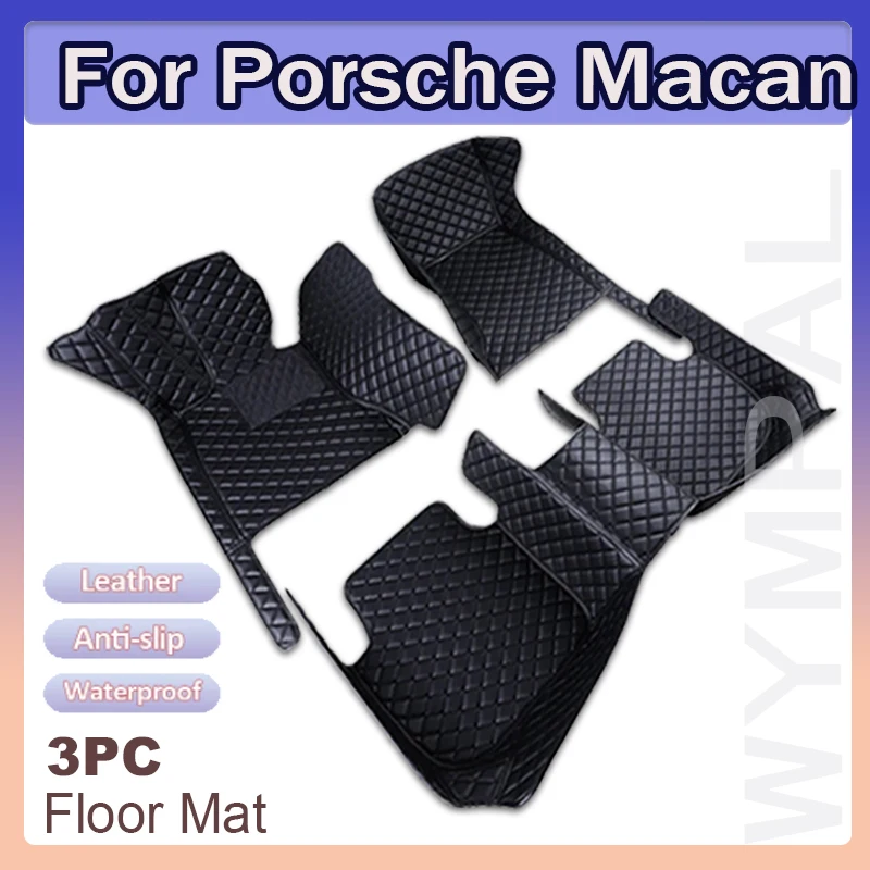 Car Floor Mats For Porsche Macan 95B 2018 2017 2016 2015 2014 Leather Car Mats Full Set Tapis Voiture Car Accessories Interior