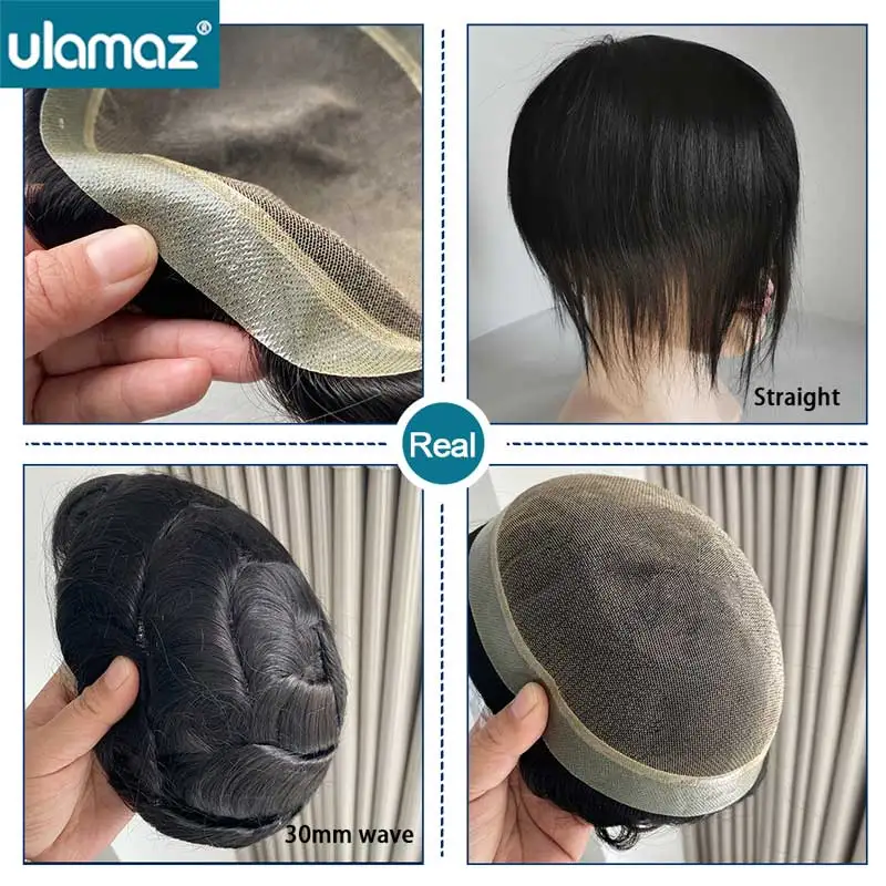 Prosthetic Hair Male Wig Australia Toupee 100% Human Hair Wigs Men's Lace Pu Hair System 8X10 Inch Natural Wig For Men Hairpiece