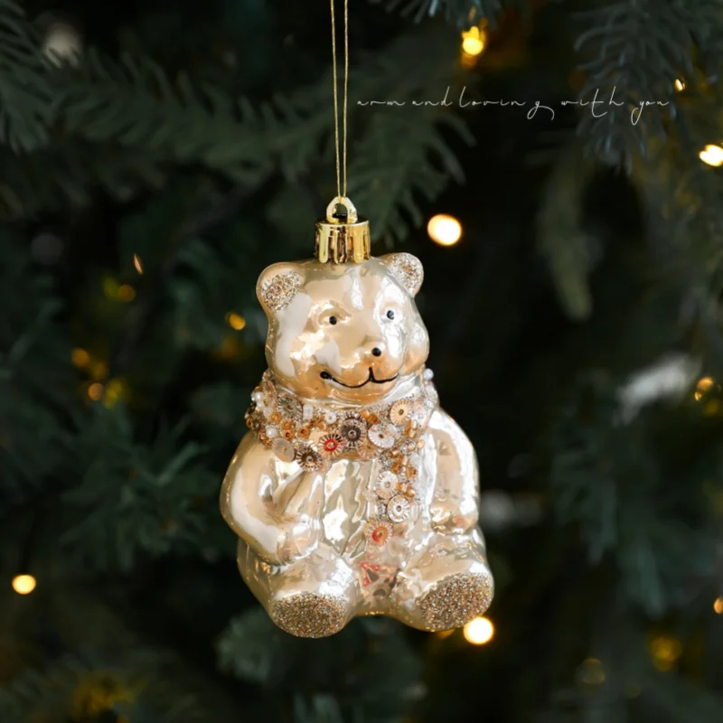 

2/3Pcs Colorful Christmas Tree Pendant Hanging Decoration Sticky Powder Glossy High-grade Light Luxury Shaped Hanging Pieces Box