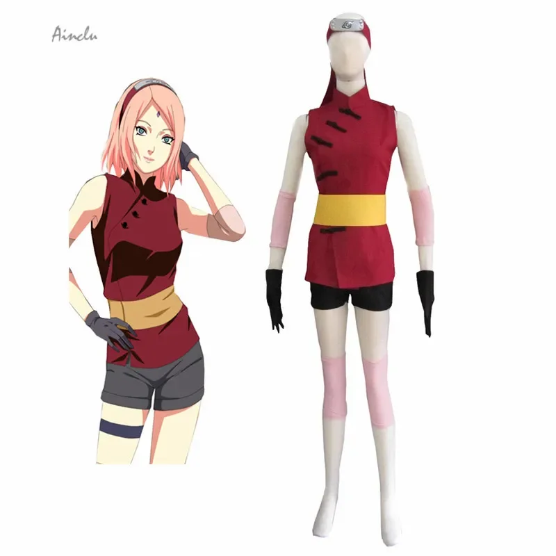 

Ainclu Anime Product Haruno Sakura Halloween Cosplay Costume Cos Uniform Any Size Custome Christmas Costume For Women