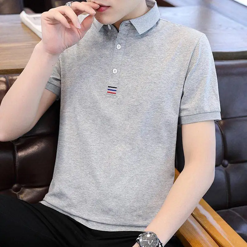 

Fashionable Pure Cotton Shirt Short Sleeve Turn-down Collar Embroidered Business Casual Wear Summer New Arrival Top