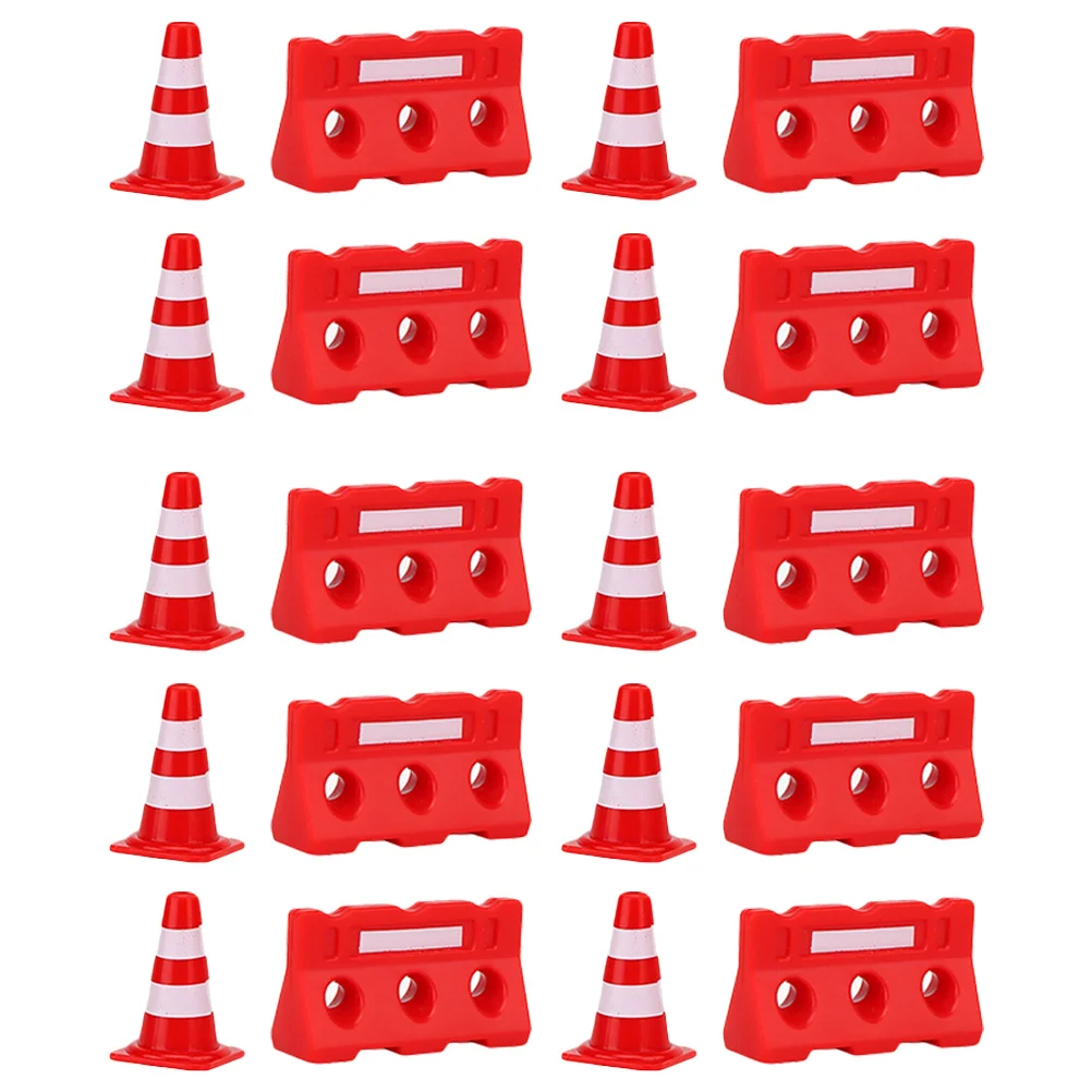 20 Pcs Road Cones Signs Roadblock Simulation Props Toys Miniature Traffic Child Kids Street Playset