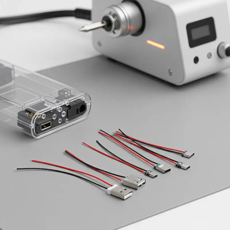 5PCS 2Pin Micro USB Type C Male Female Jack Welding Wire Straight Connector For Mobile Phone Charging Port Socket