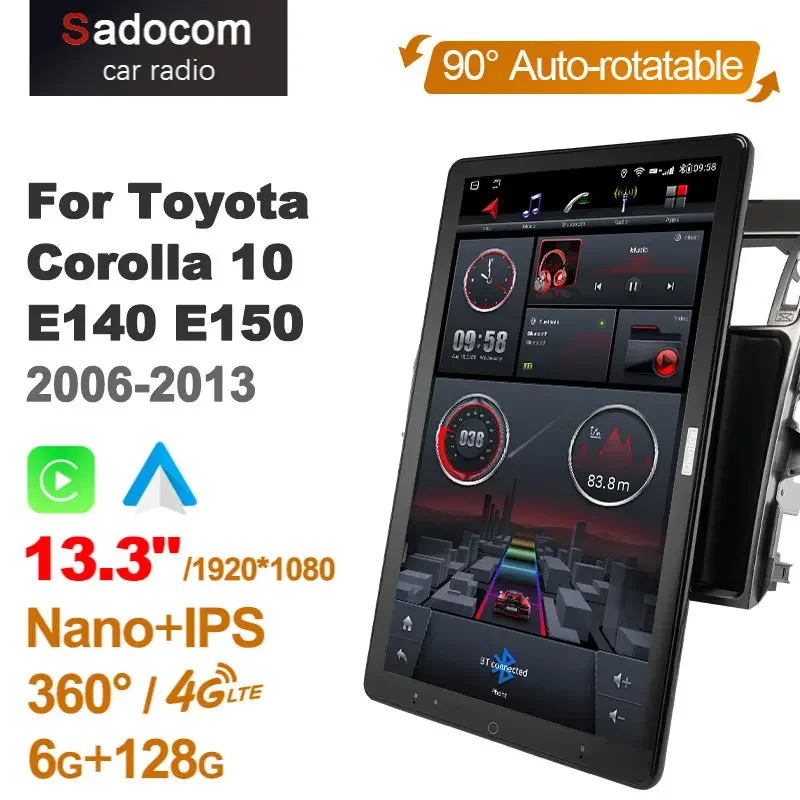 TS10 Android 10.0 IPS DSP Car Radio Auto for Toyota Corolla 10 E140 E150 2006-2013 13.3'' No DVD support Quick Charge 1920*1080