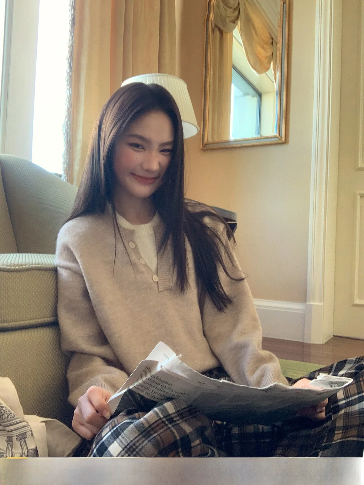 

Color Blo Knitted Sweater Women's Loose Fit Spring Autumn New Design Small Size Fake Two-Piece Comfortable Long Sve Crew...