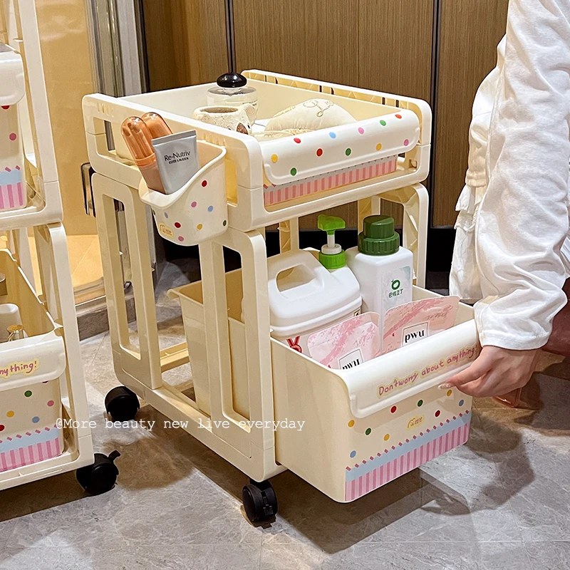 

Mobile Bathroom Storage Cart on Wheels, Narrow Gap Rolling Trolley for Shampoo, Face Basin, Space-Saving Corner Shelf for Toilet