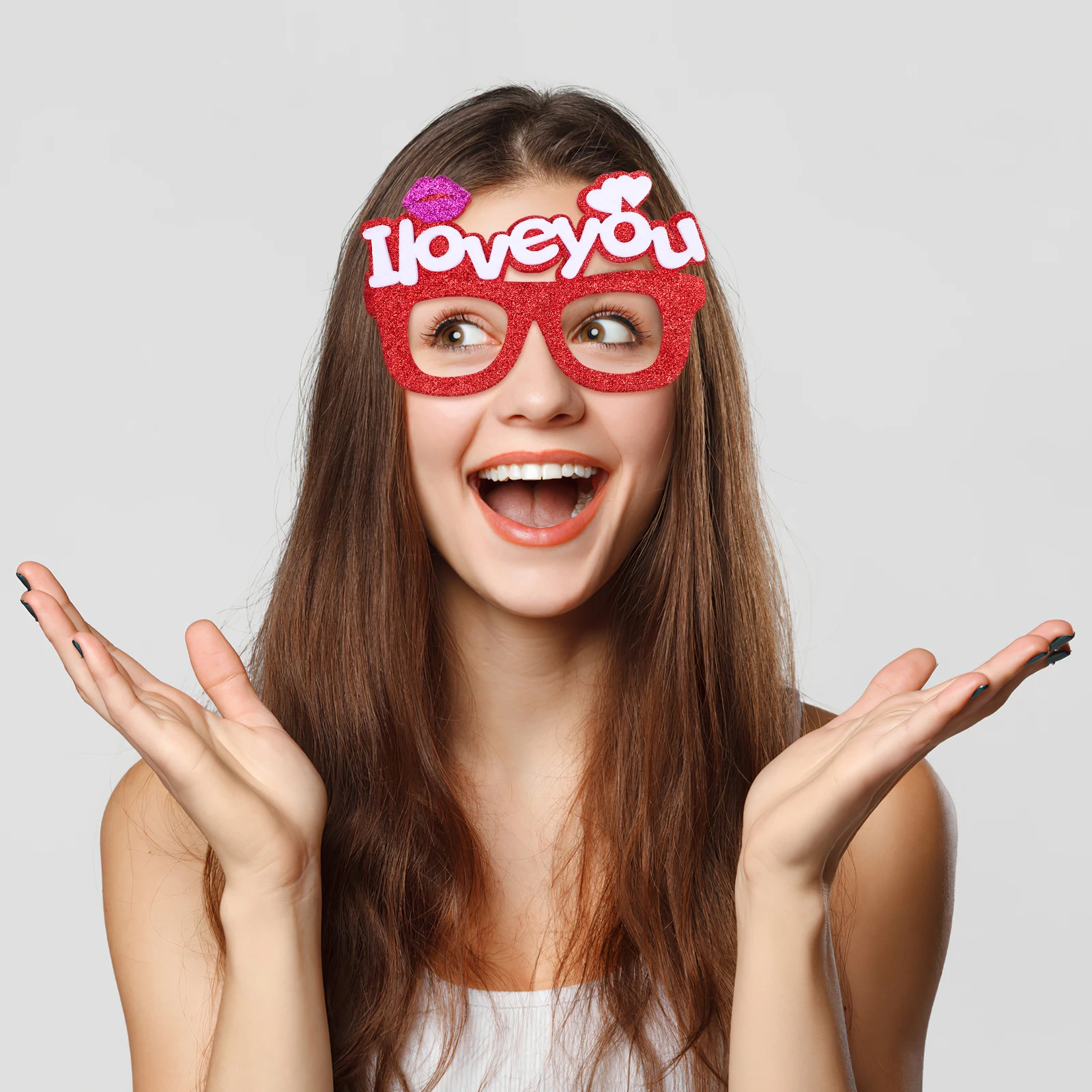 

6Pcs Valentines Day Heart Glasses Set Multi Color Paper Plastic Photo Props Party Eyeglasses Heart Glasses Eyeglasses