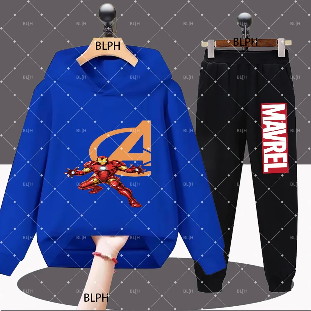 

Детский комплект свитшотов с принтом «Человек-паук» и «Мстители», модный повседневный комплект с длинными рукавами, топ и брюки для мальчиков и девочек, спортивная одежда для активного отдыха