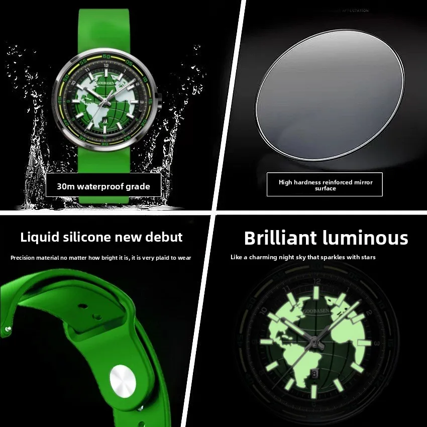 Ultra-Thin Earth-Themed Men's Watch - Waterproof Luminous Quartz Wristwatch
