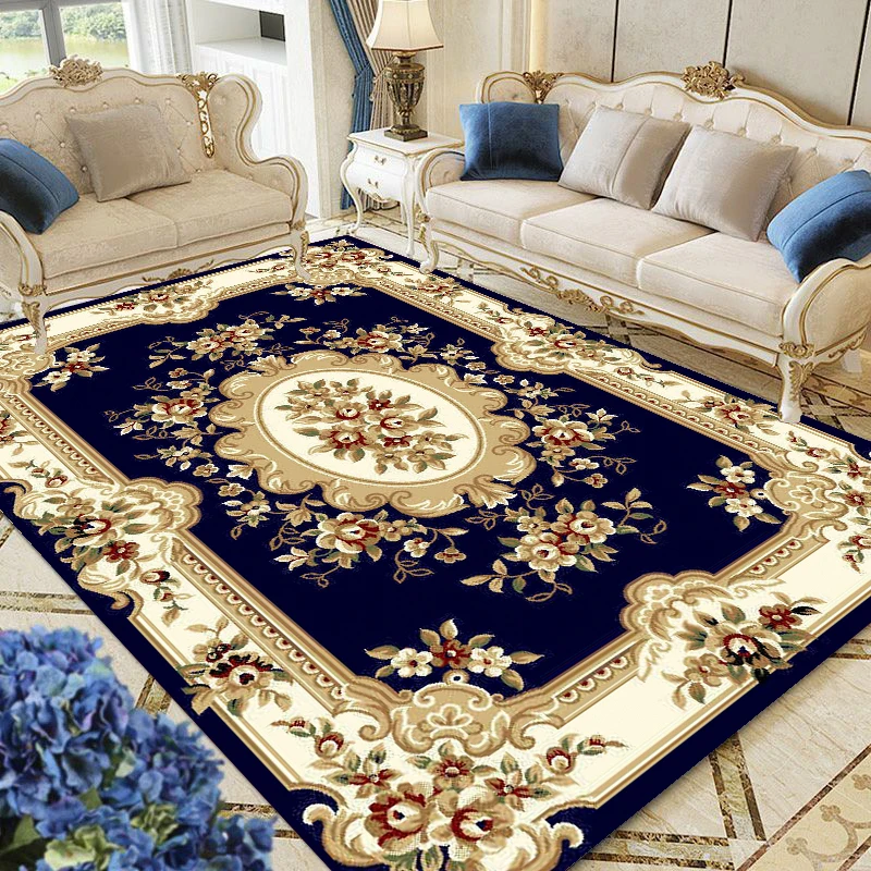 Alfombra lavable para sala de estar, tapete de estilo europeo para decoración del hogar, área de patrón tradicional, dormitorio, sofá grande