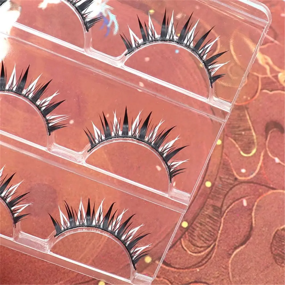 Eye Makeup Tools Halloween White Lashes Natural Look Reusable False Eyelashes Masquerade Party White Manga Lashes