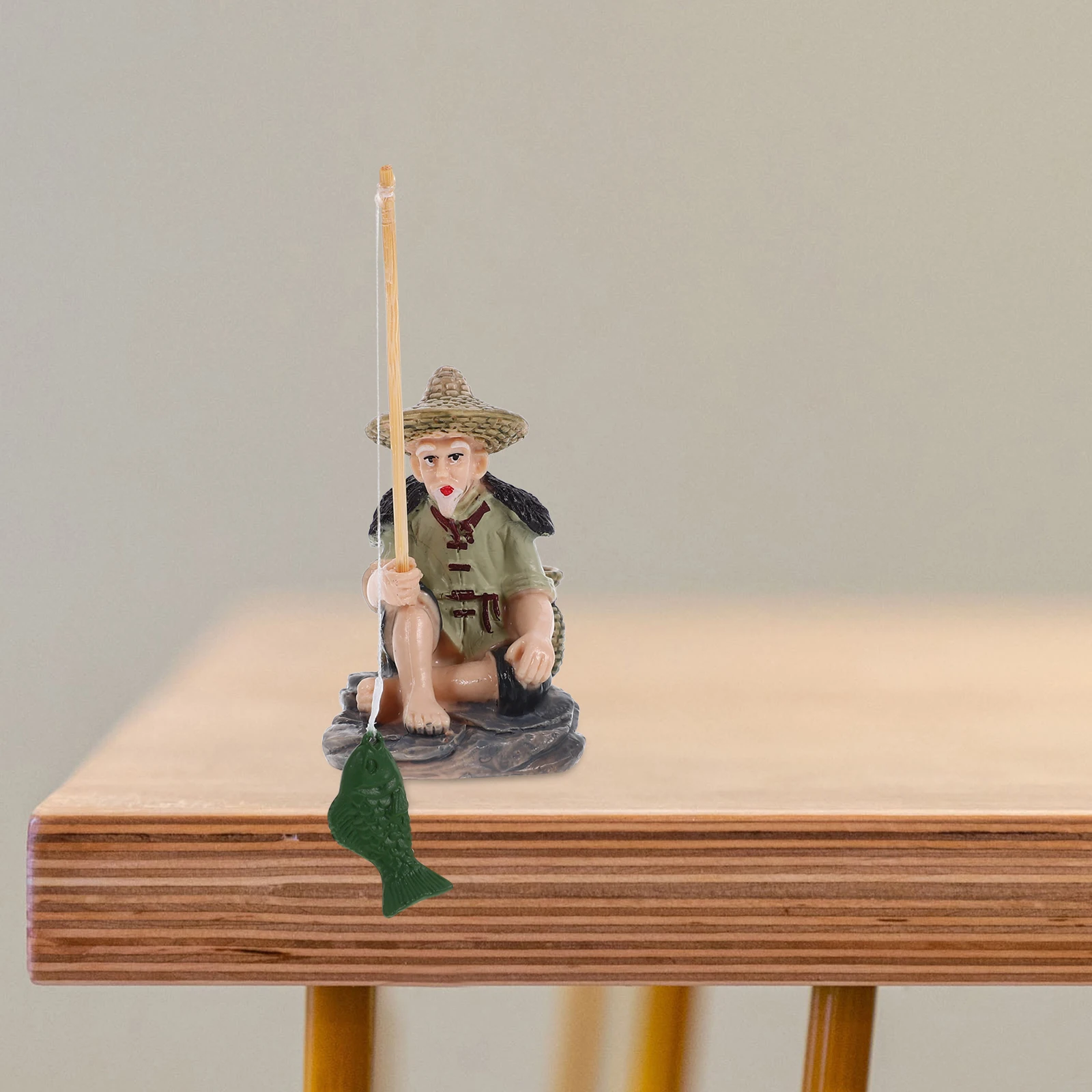 

Fisherman Statue Decor Lifelike PVC Mini Figurine Elderly Ornaments Bonsai Landscape Home Aquarium Tank Adornment Wear Resistant