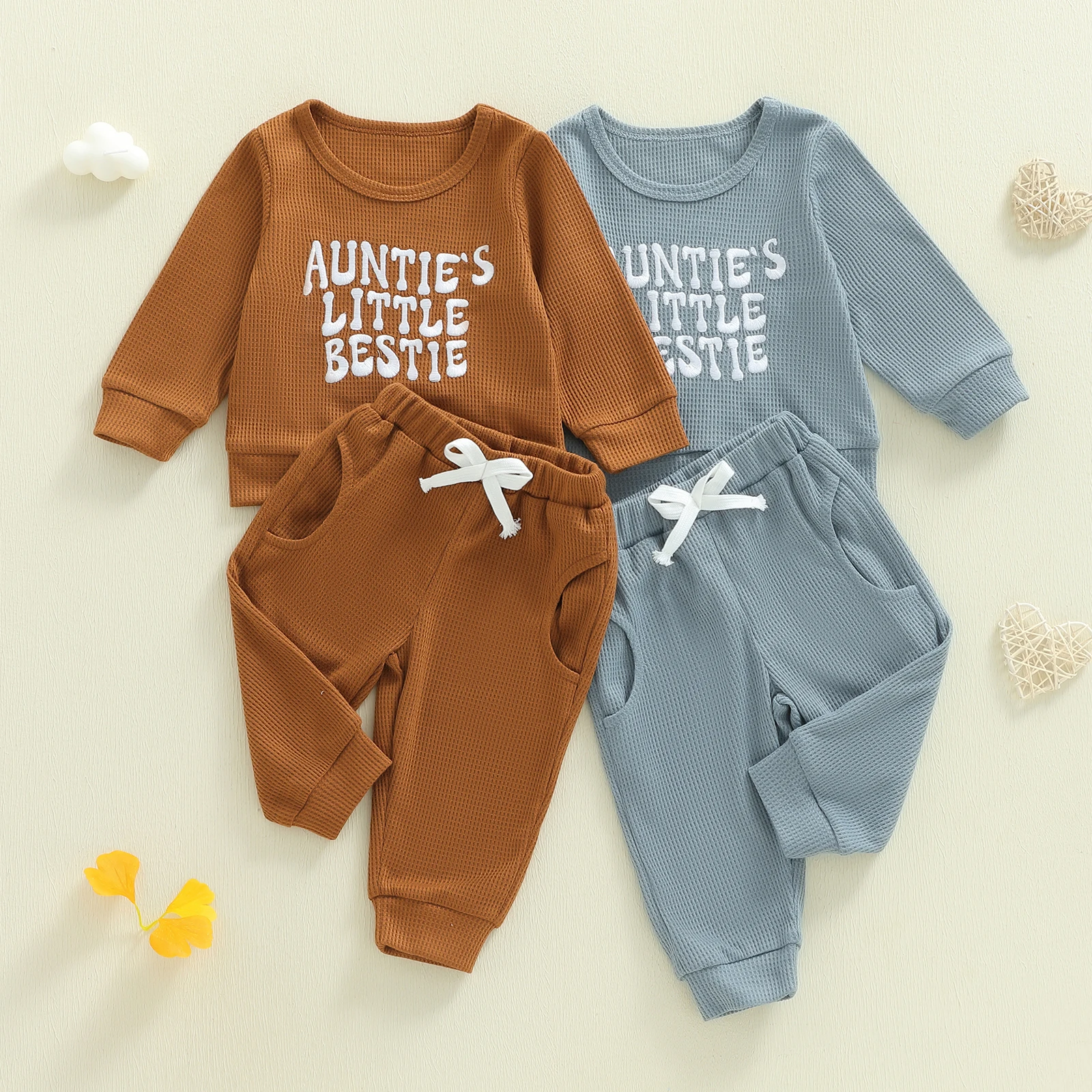 طفل 2PCS ملابس الربيع طويلة الأكمام إلكتروني التطريز البلوز + السراويل مجموعة ملابس أطفال #1