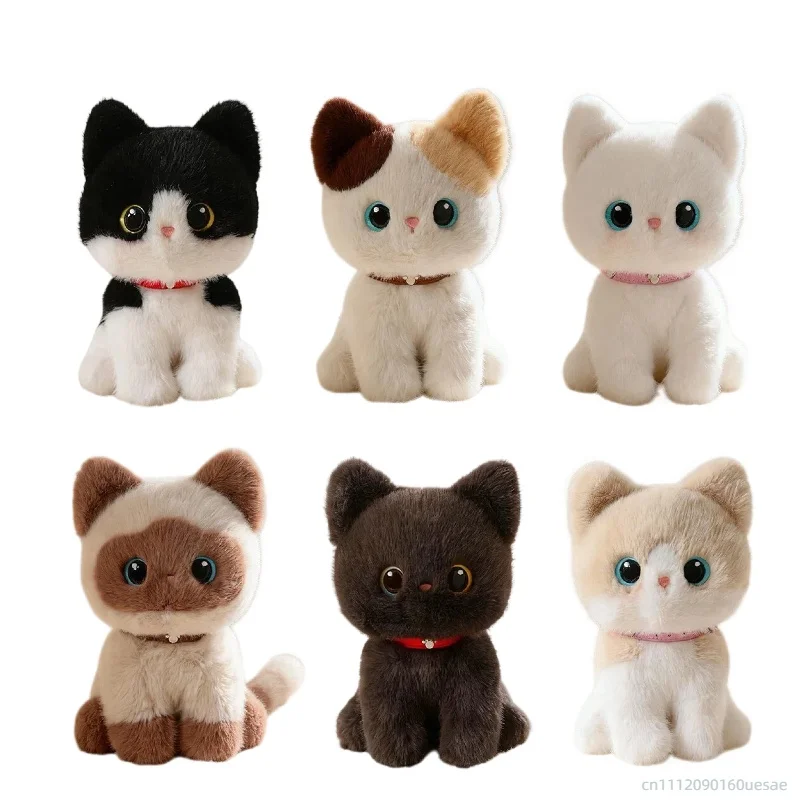 20/25/35CM Squatting Position Pi Pi Kitten Plush Doll Soft Fluffy Siamese Pet Cat Doll Lovely Office Desktop Decor Gift For Kid