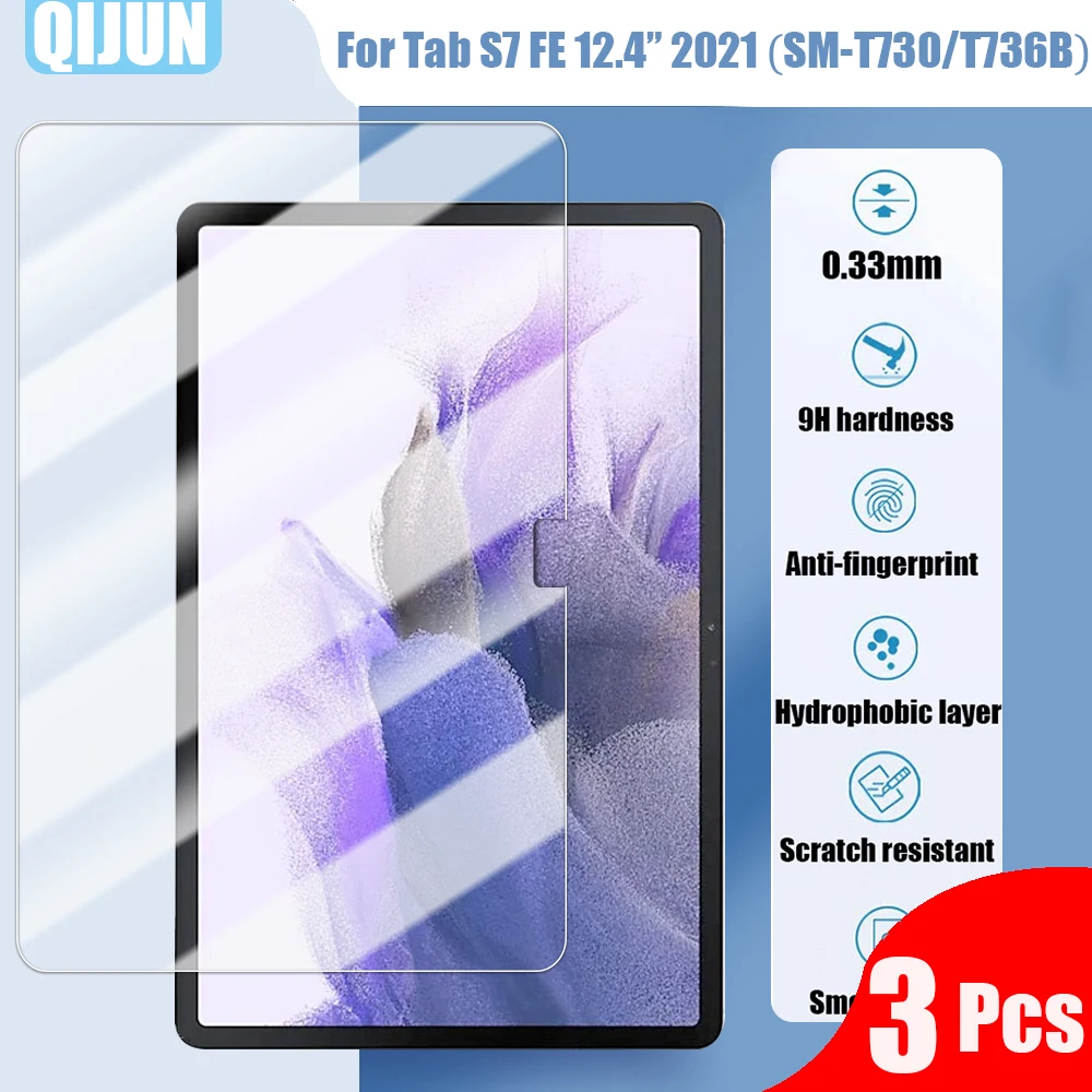 

Tablet Tempered glass film For Samsung Galaxy Tab S7 FE 12.4" Explosion proof and scratch Anti fingerprint 3 Pcs SM-T730 T736B