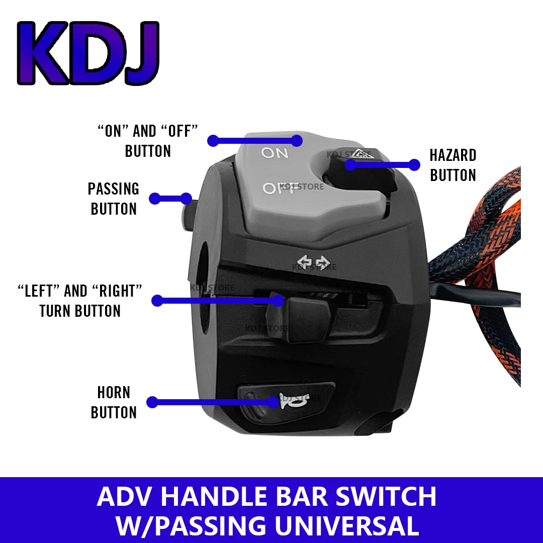 ADV Handle Bar Switch with Passing Universal Left Side Heavy Duty ABS Plastic Made in Italy