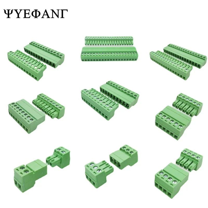 2Sets Solderless Docking Type 2EDG 3.81MM Screw Terminal Block Connector PCB Plug-in Type 15EDGRK 3.81 Green Terminal Block