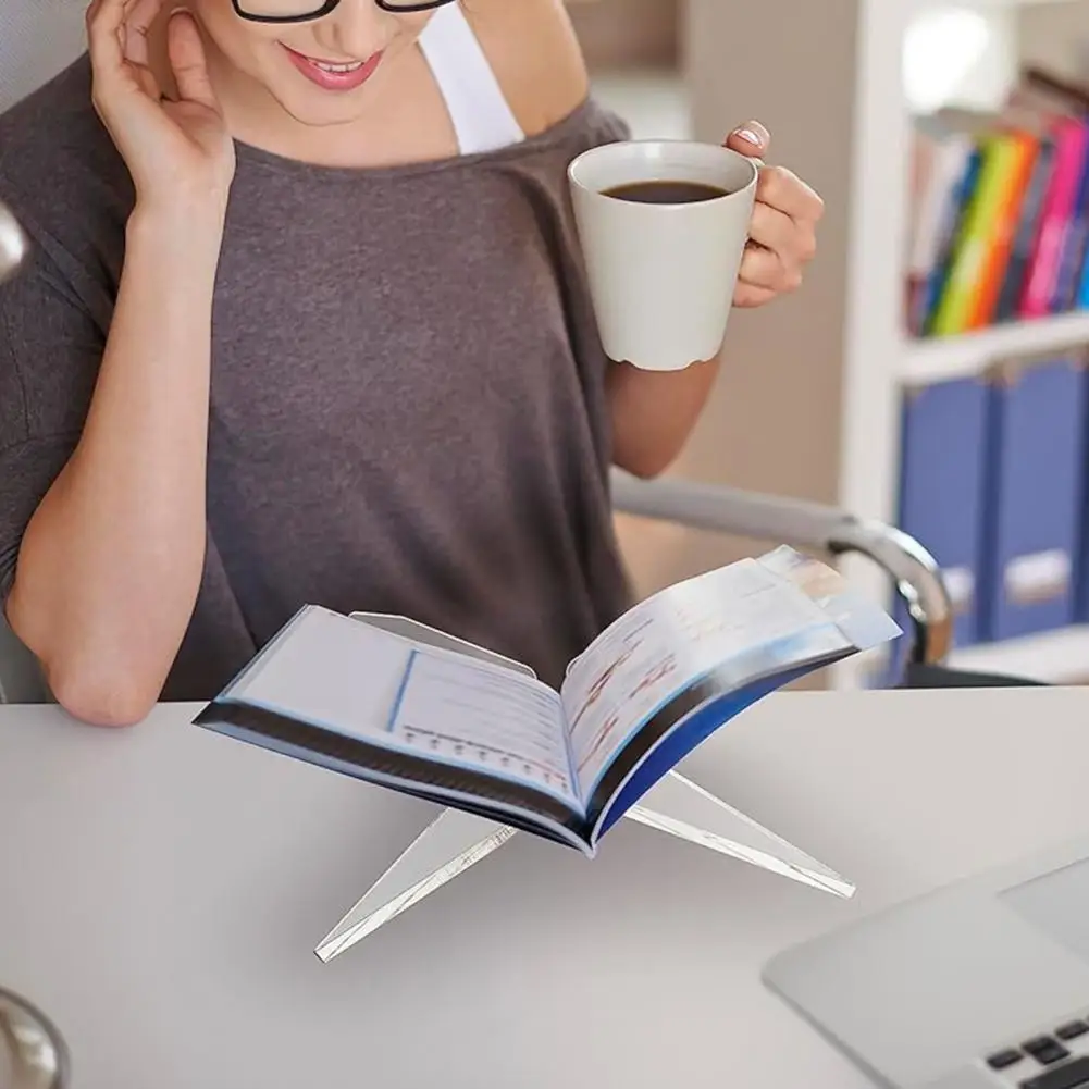 Soporte de exhibición de acrílico para cocina, estantería elegante de acrílico en forma de X, soporte para libros, exhibición elegante de manos libres para la cocina del hogar