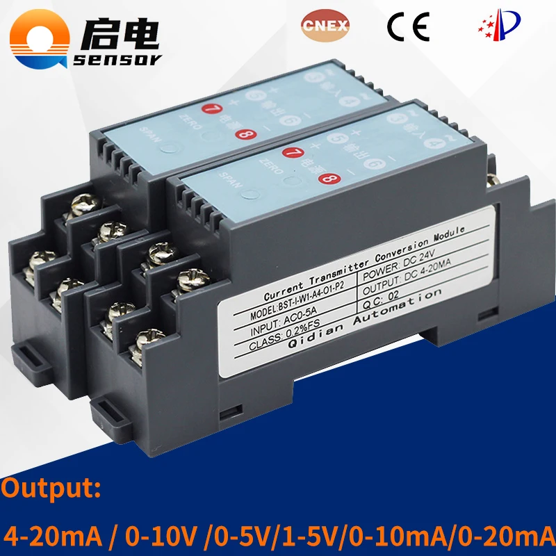 

AC Current Transmitter 0-20A to 4-20mA 0-10V For Current Voltage Signal Converter