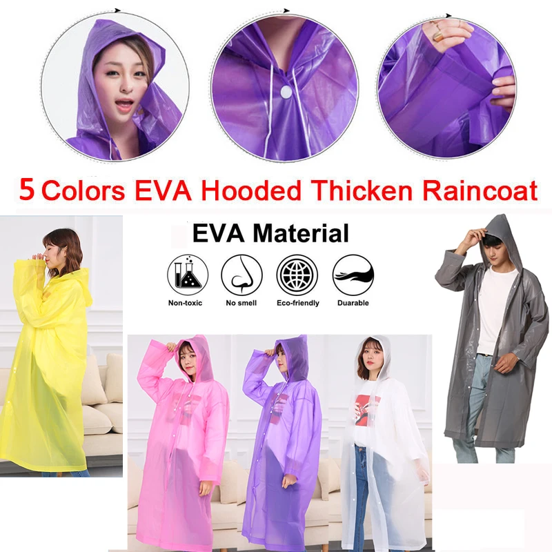 EVA Unisex Waterproof Jacket Clear Raincoat Rain Coat Hooded Poncho Rainwear Motorcycle Rider Raincoat For Protection