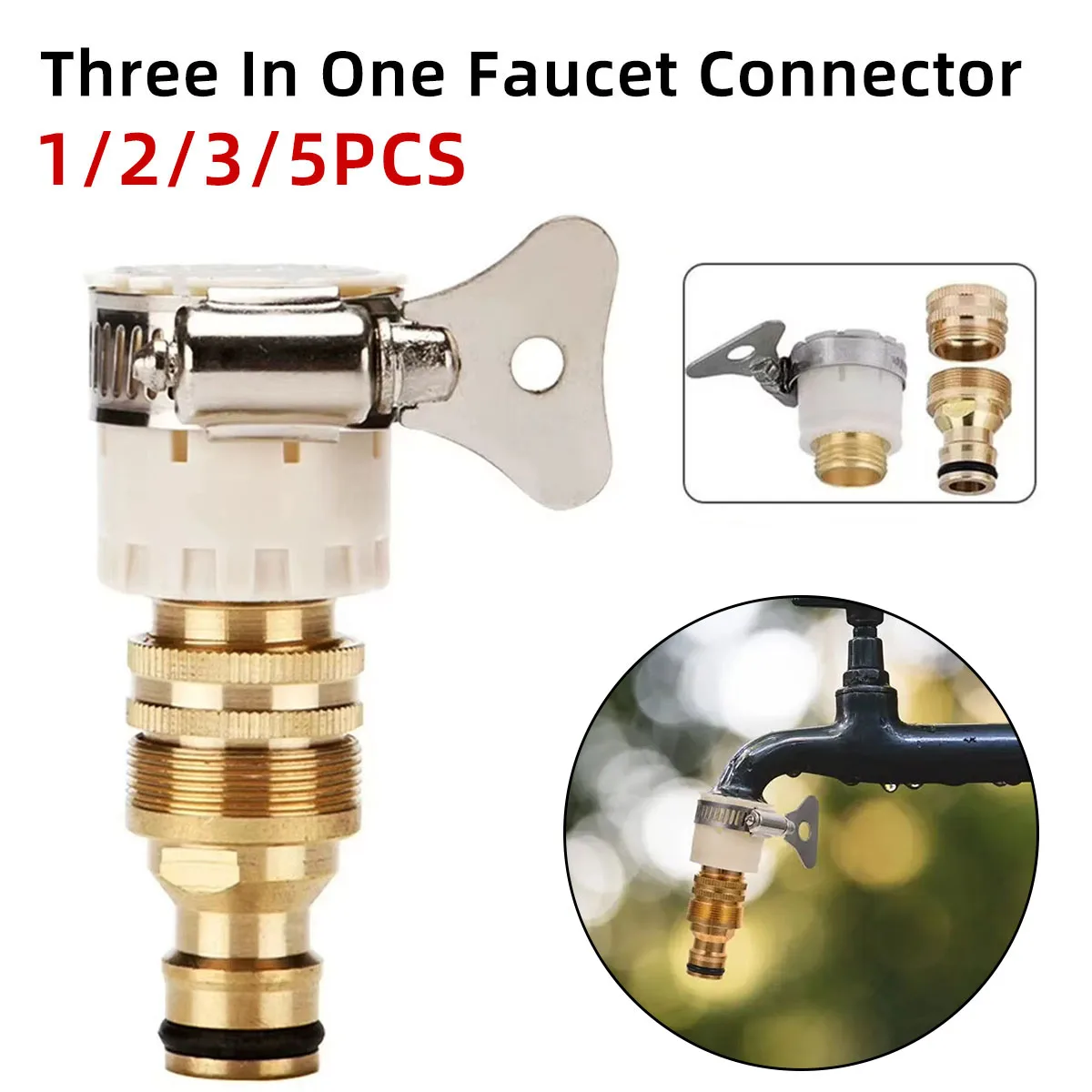 

Three In One Faucet Connector Multifunctional Connector Conversion Kit Suitable For Rv Kitchen Bathroom Faucet Tool Accessories