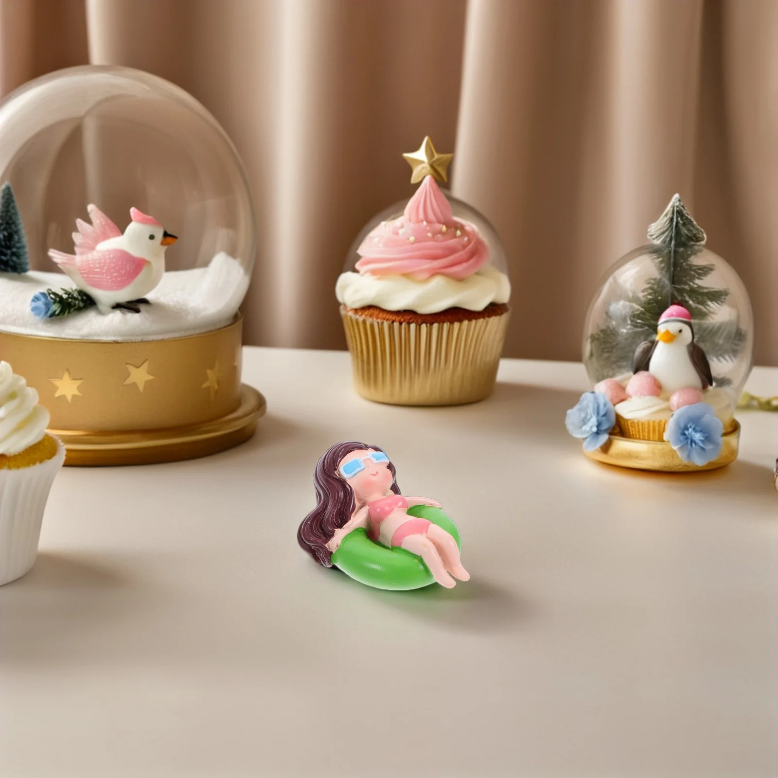 

Cake Decorative Props Toppers Beach Summer Theme Birthday Resin Adornment Supplies Holiday Inserting Cards Pool Party