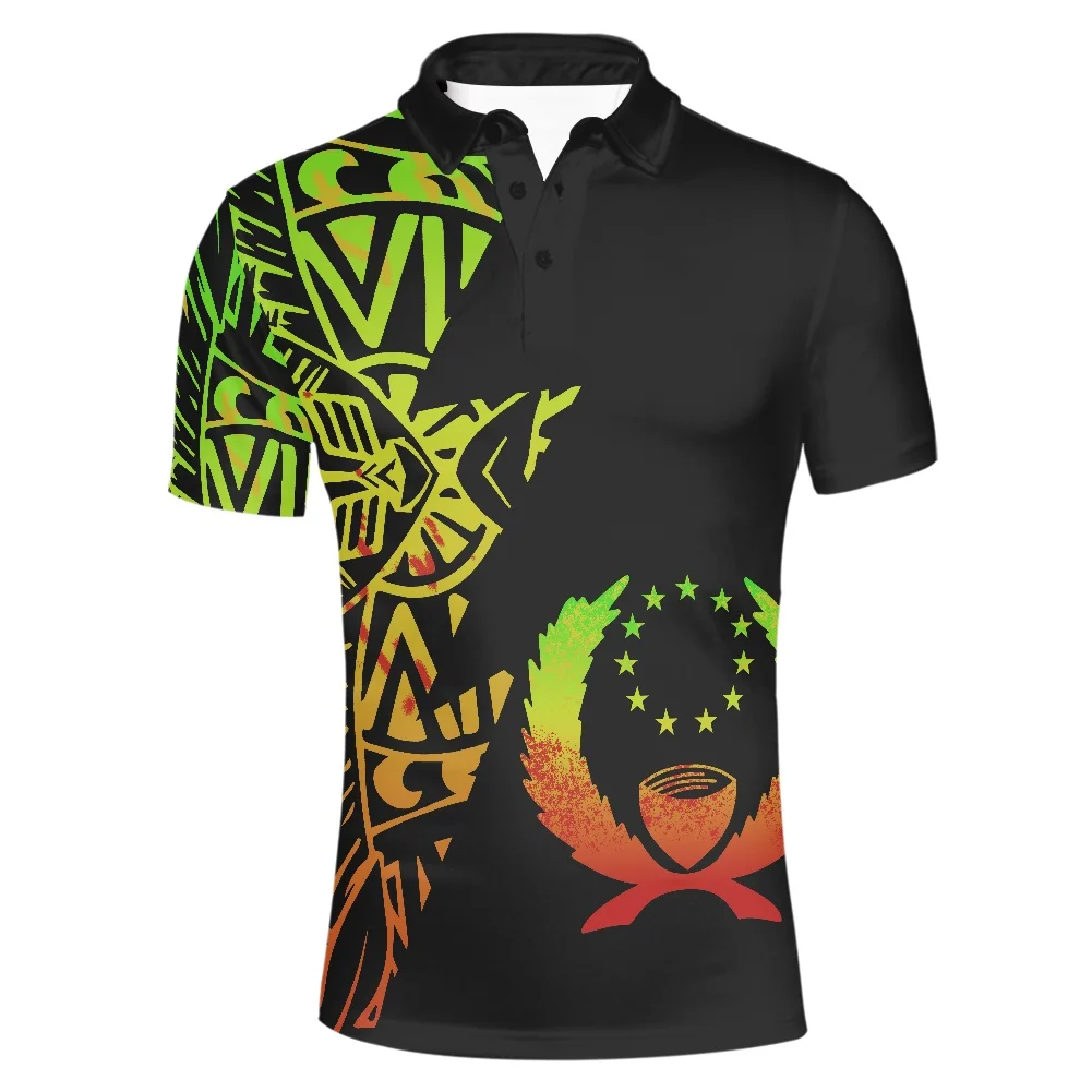 

Fashion Design Mens Polo T Shirts Polynesian Traditional Men Shirts Casual Oversized Shirts Pohnpei Flag Print Short Sleeve Shir