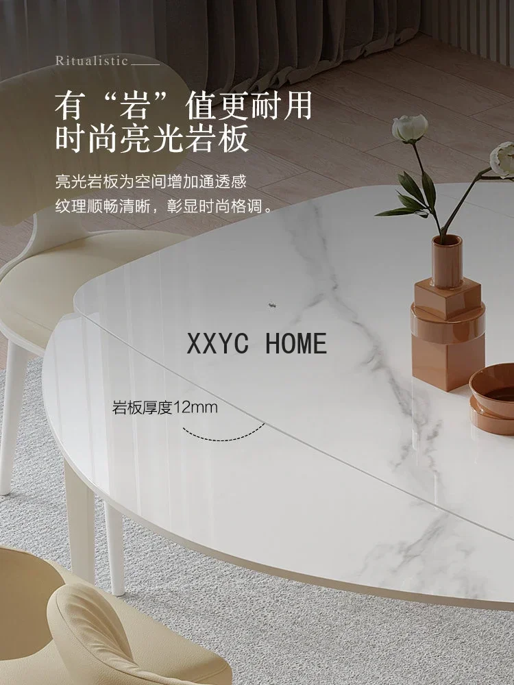 Tavoli e sedie da pranzo in pietra stile crema francese Set tavolo da pranzo pieghevole di lusso leggero per uso domestico a scomparsa