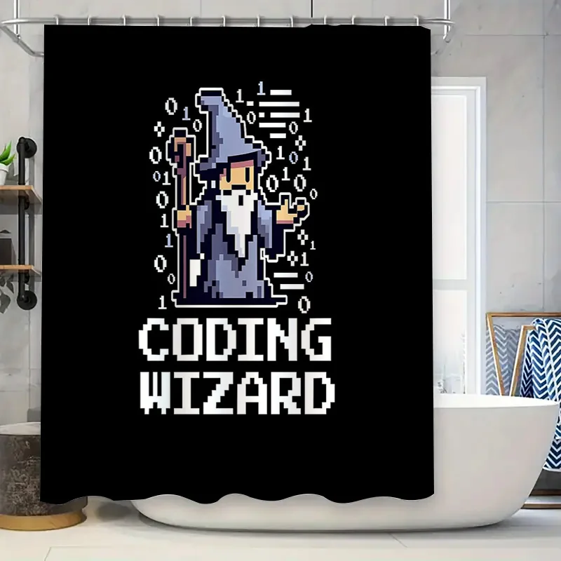 Fantasy Wizard Shower Curtain Gothic Magic Sorcerer Bathroom Decor Dark Academia Tapestry Halloween Themed Home Textile