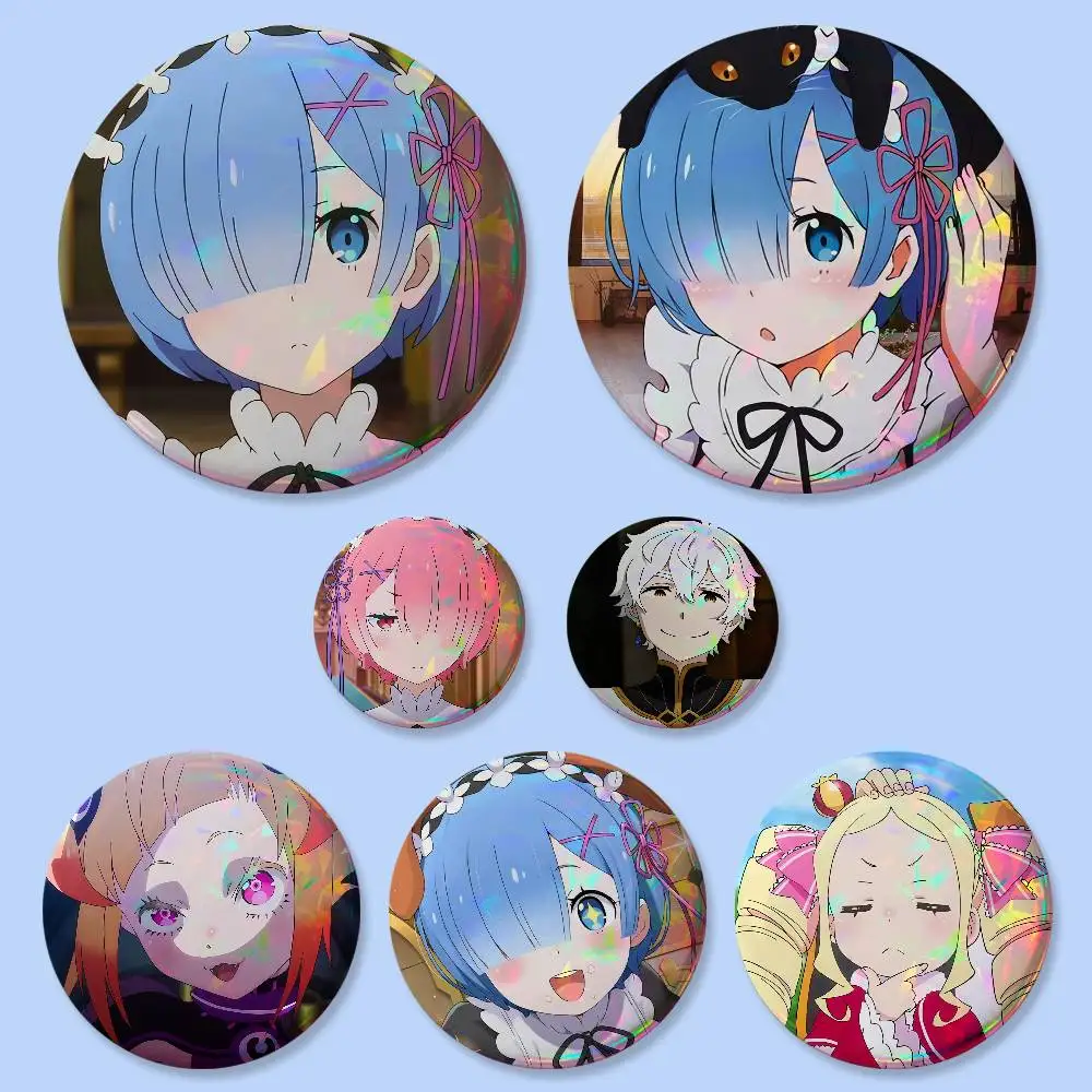 Badges Kawaii REM Anime Japonais Re:Zero – Boutons ronds créatifs, broches, décorations pour sacs, accessoires pour fans, cadeaux pour amis