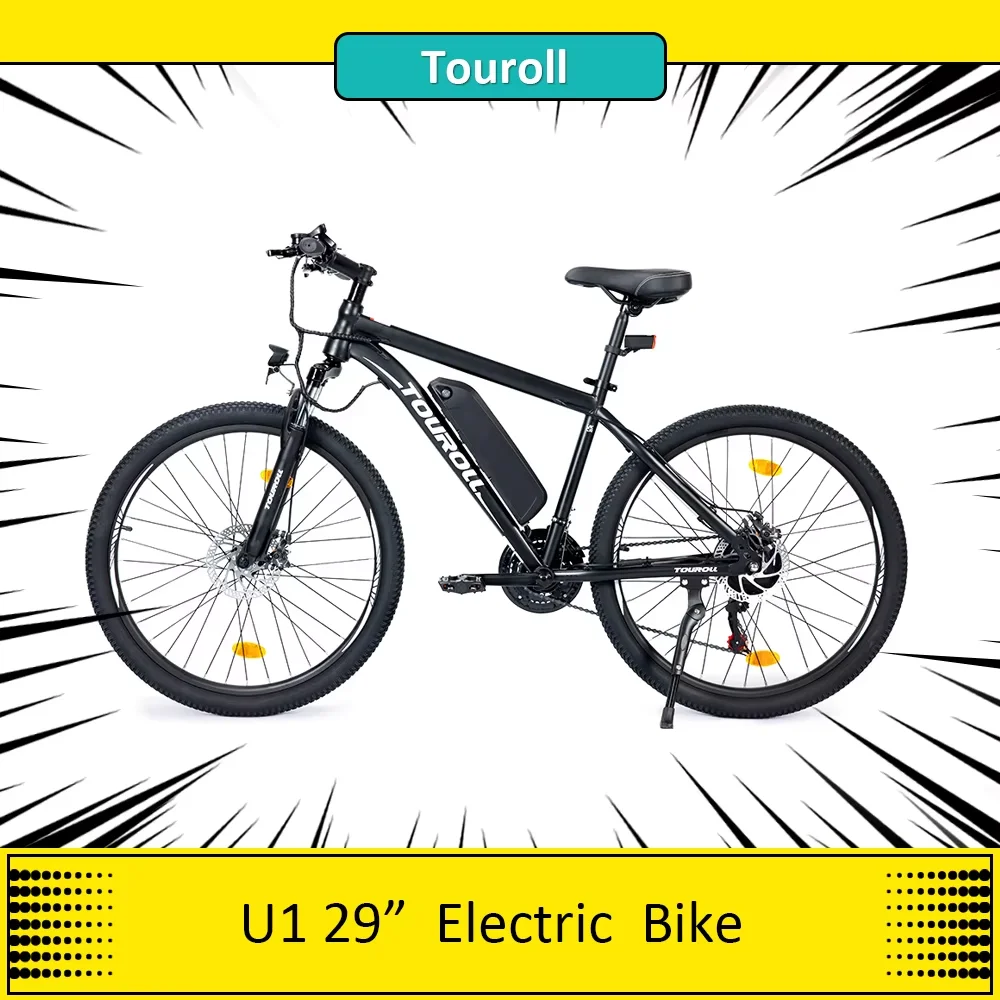 Touroll U1 29 MTB Electric Bike with 250W Motor, 13Ah Li-ion Battery, 65KM Range, 29x2.25' CST Off-Road Tires Mountain E-Bike