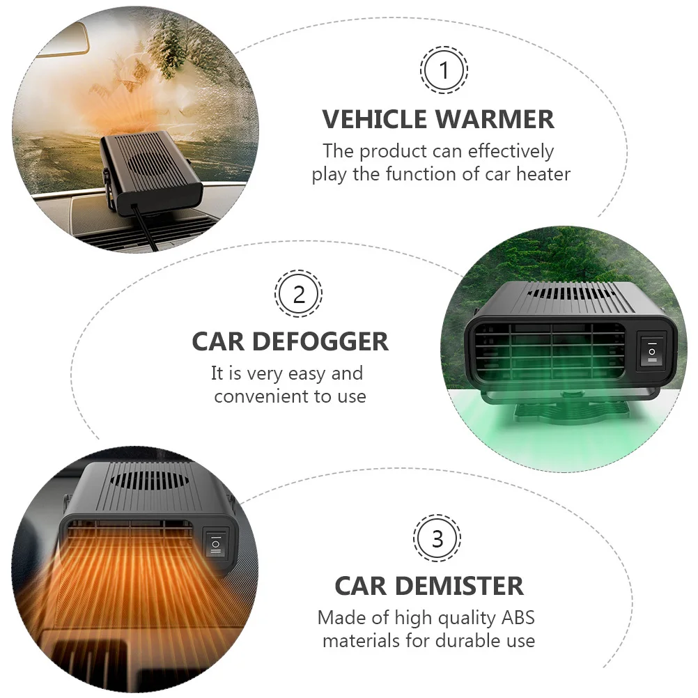 

1pc Car Hot-Air Blower 12V Portable Defroster Heater For Auto Snow Defogger Vehicle Warmer Electrical Demister Compact Abs