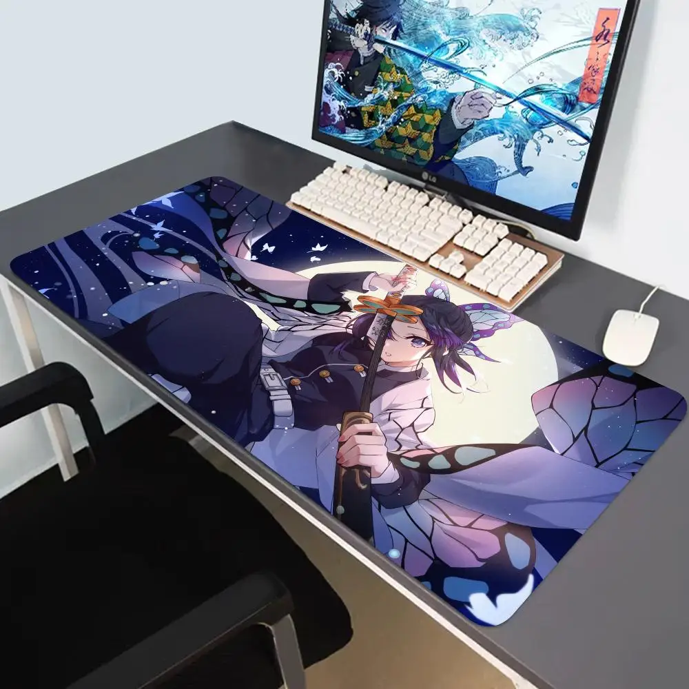 

Flower Butterfly Mouse Pad Laptop Japan Anime Keyboard Rug PC Demon Slayer Gaming Mousepad 900x400 Moon Kochou Shinobu Desk Mat