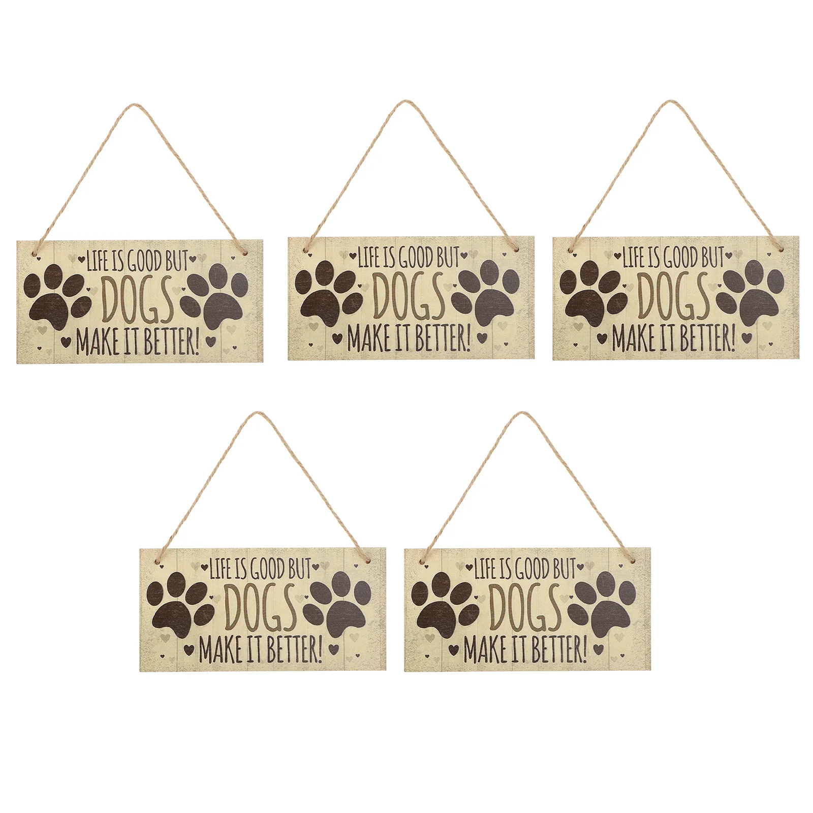 

5Pcs Wall Hanging Signs Fine Wood Dog Warning Door Hanging Plaques Home Front Door Decoration Pet Warning Beware of Dog Sign