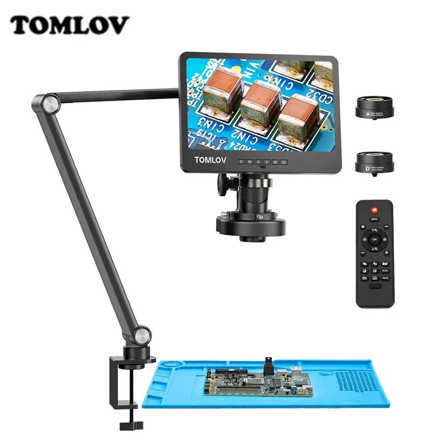 

TOMLOV Digital Microscope DM602 Flex 2024 HDMI Soldering Microscopes 10.1" for Electronic Repairing 2K Coin Microscopio 2000X