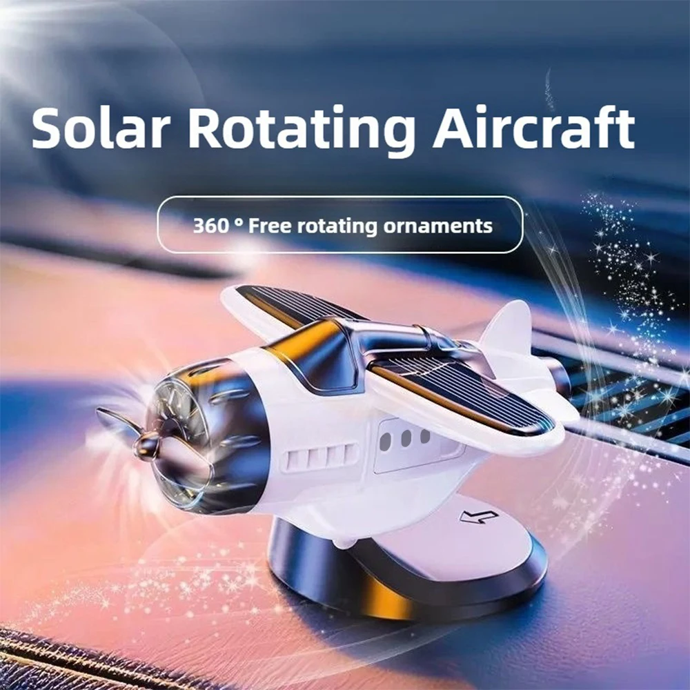 Solar-Powered Rotating Airplane Car Air Freshener. An innovative fragrance diffuser and decorative piece for your car dashboard.